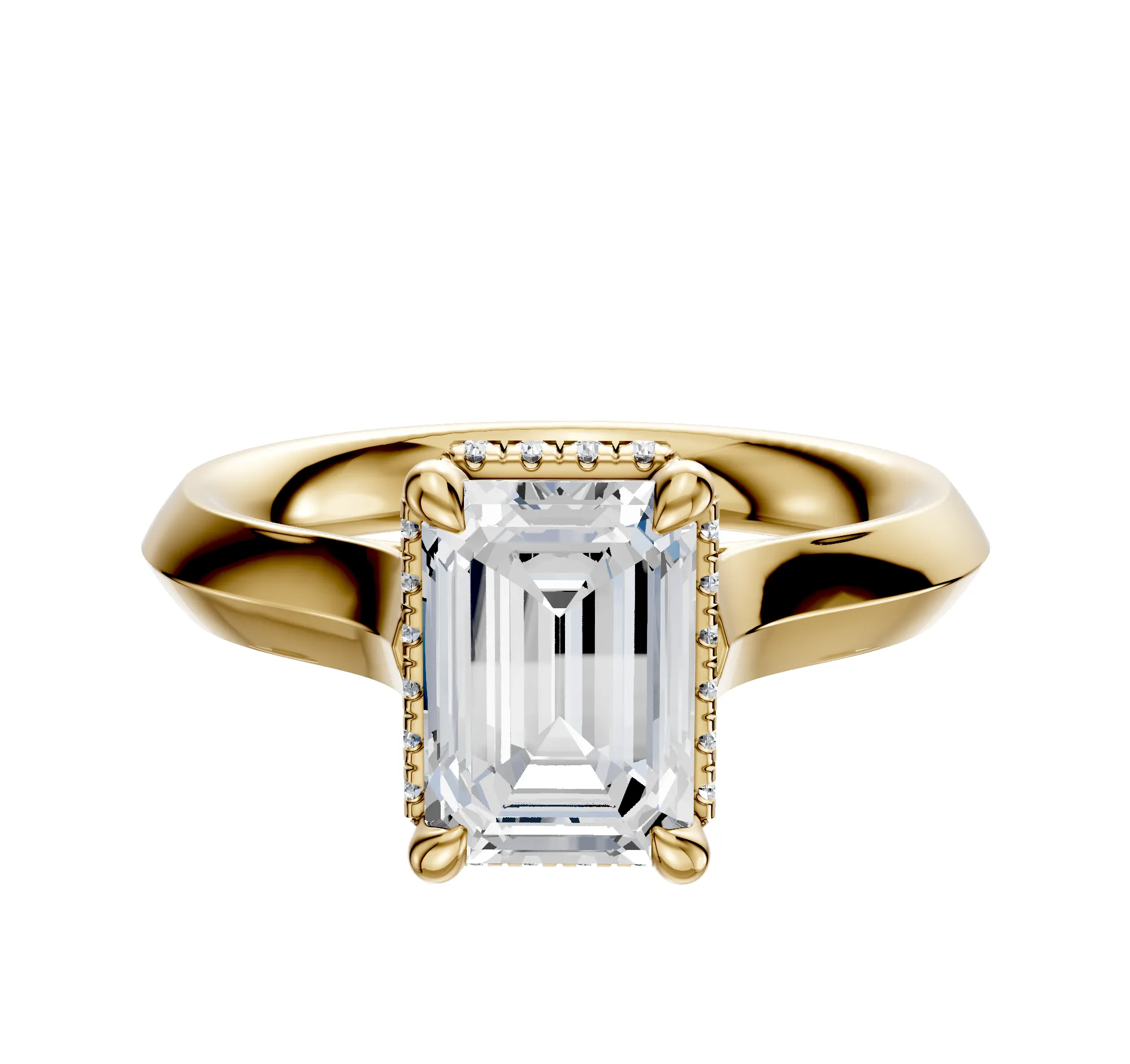 18K Yellow Gold 4 Prong Collar Cathedral Knife Edge 3.0mm Engagement Ring sold by Effy