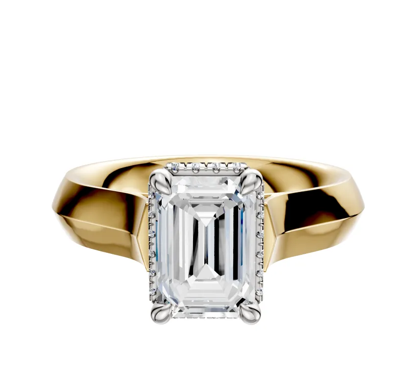 14K Two Tone 4 Prong Collar Cathedral Knife Edge 4.0mm Engagement Ring sold by Effy