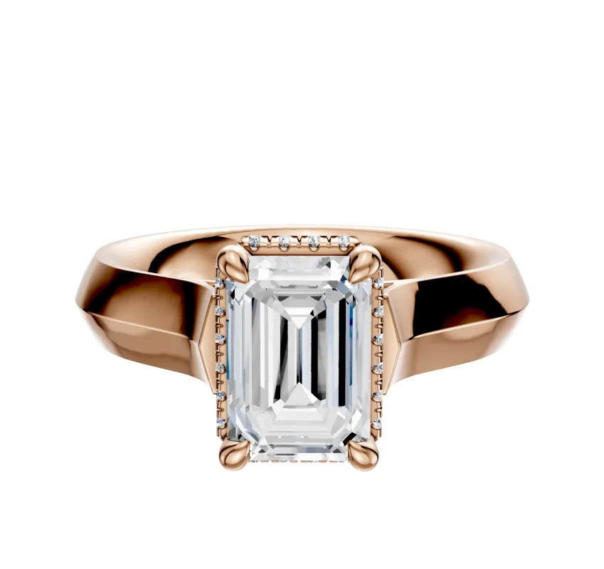 14K Rose Gold 4 Prong Collar Cathedral Knife Edge 4.0mm Engagement Ring sold by Effy