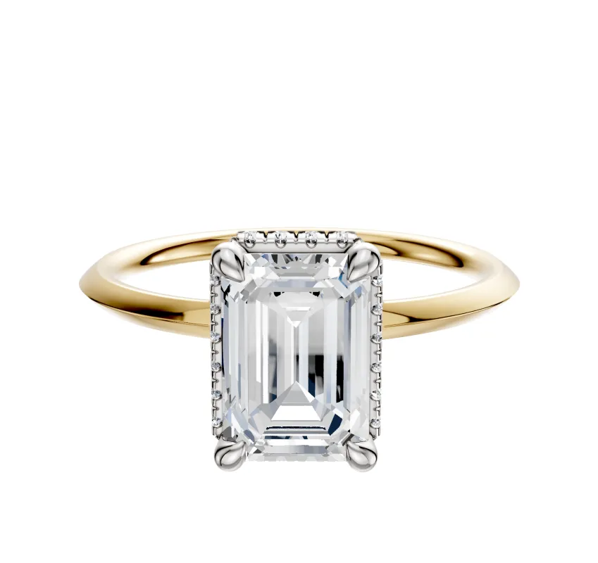 14K Two Tone 4 Prong Collar Classic Knife Edge 1.5mm Engagement Ring made by Effy