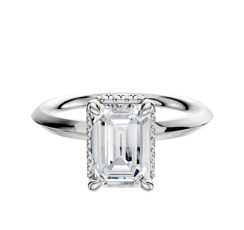 14K White Gold 4 Prong Collar Classic Knife Edge 2.0mm Engagement Ring made by Effy