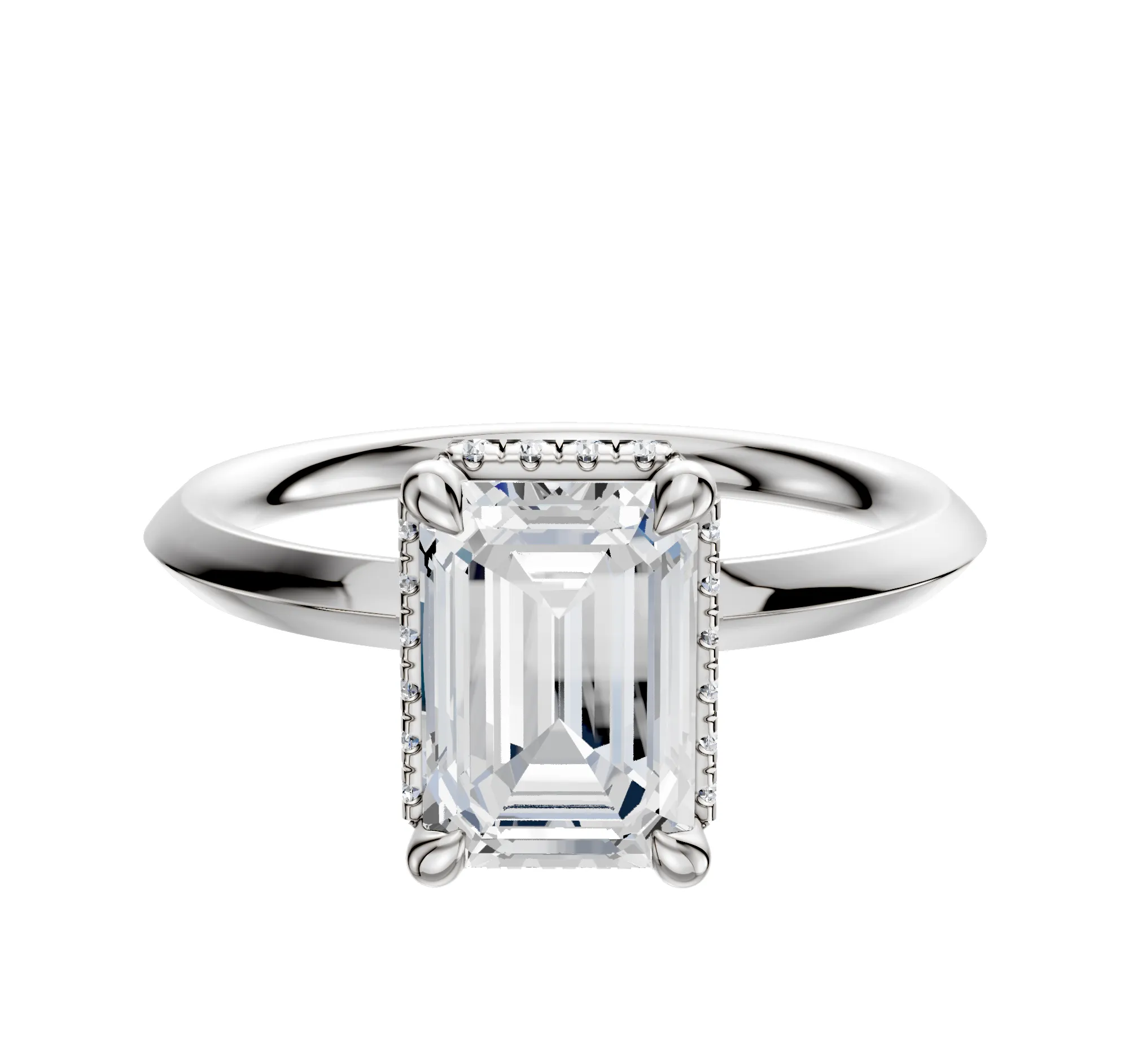 14K White Gold 4 Prong Collar Classic Knife Edge 2.0mm Engagement Ring sold by Effy