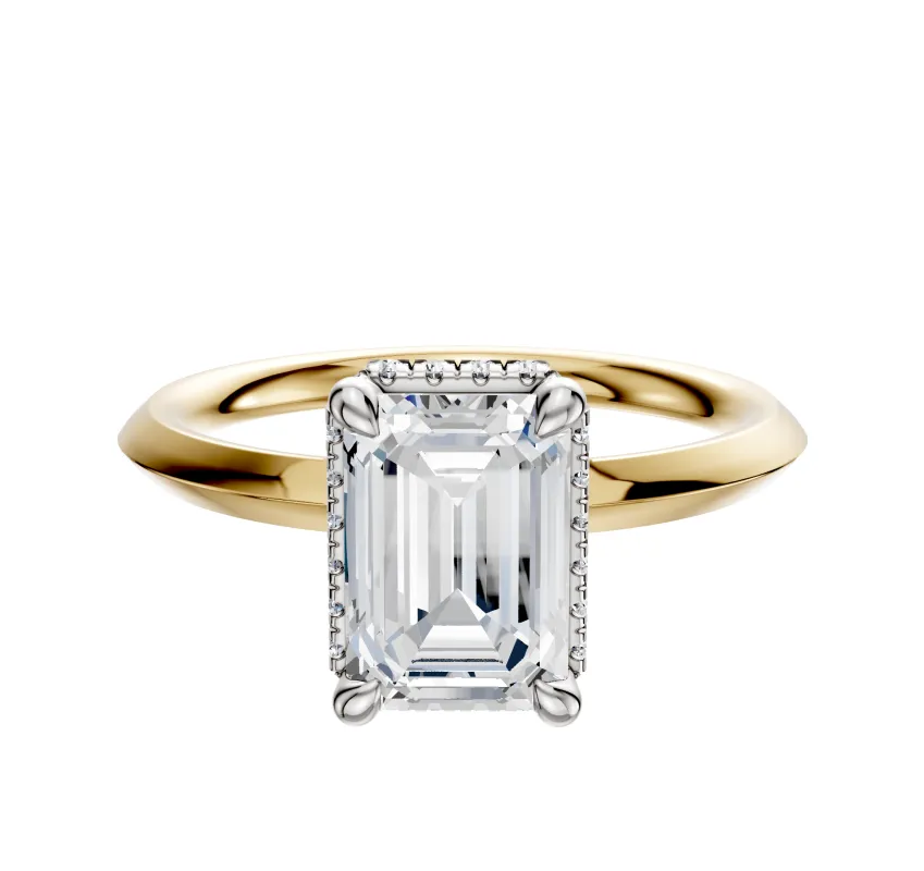 14K Two Tone 4 Prong Collar Classic Knife Edge 2.0mm Engagement Ring made by Effy