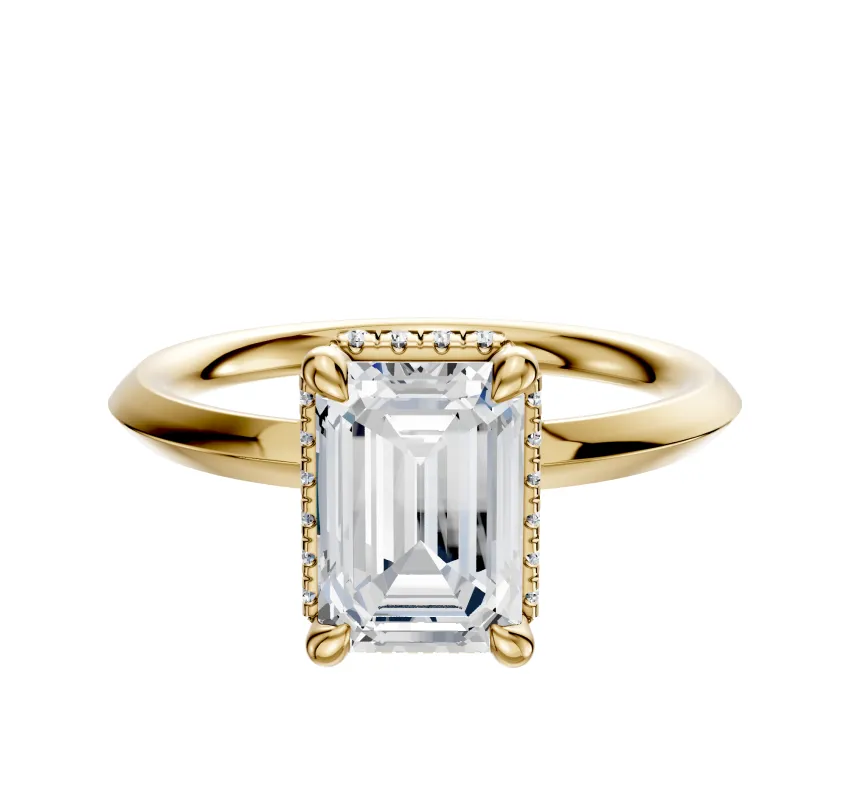 18K Yellow Gold 4 Prong Collar Classic Knife Edge 2.0mm Engagement Ring made by Effy
