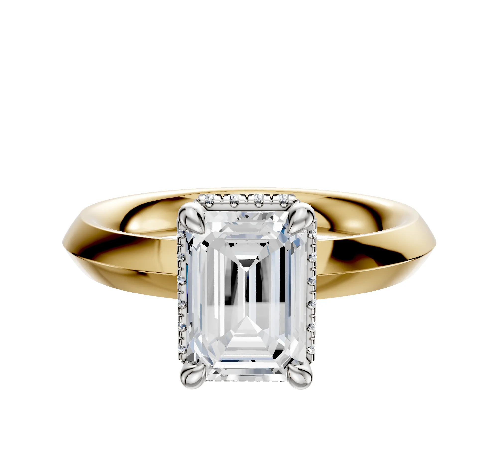 14K Two Tone 4 Prong Collar Classic Knife Edge 3.0mm Engagement Ring sold by Effy