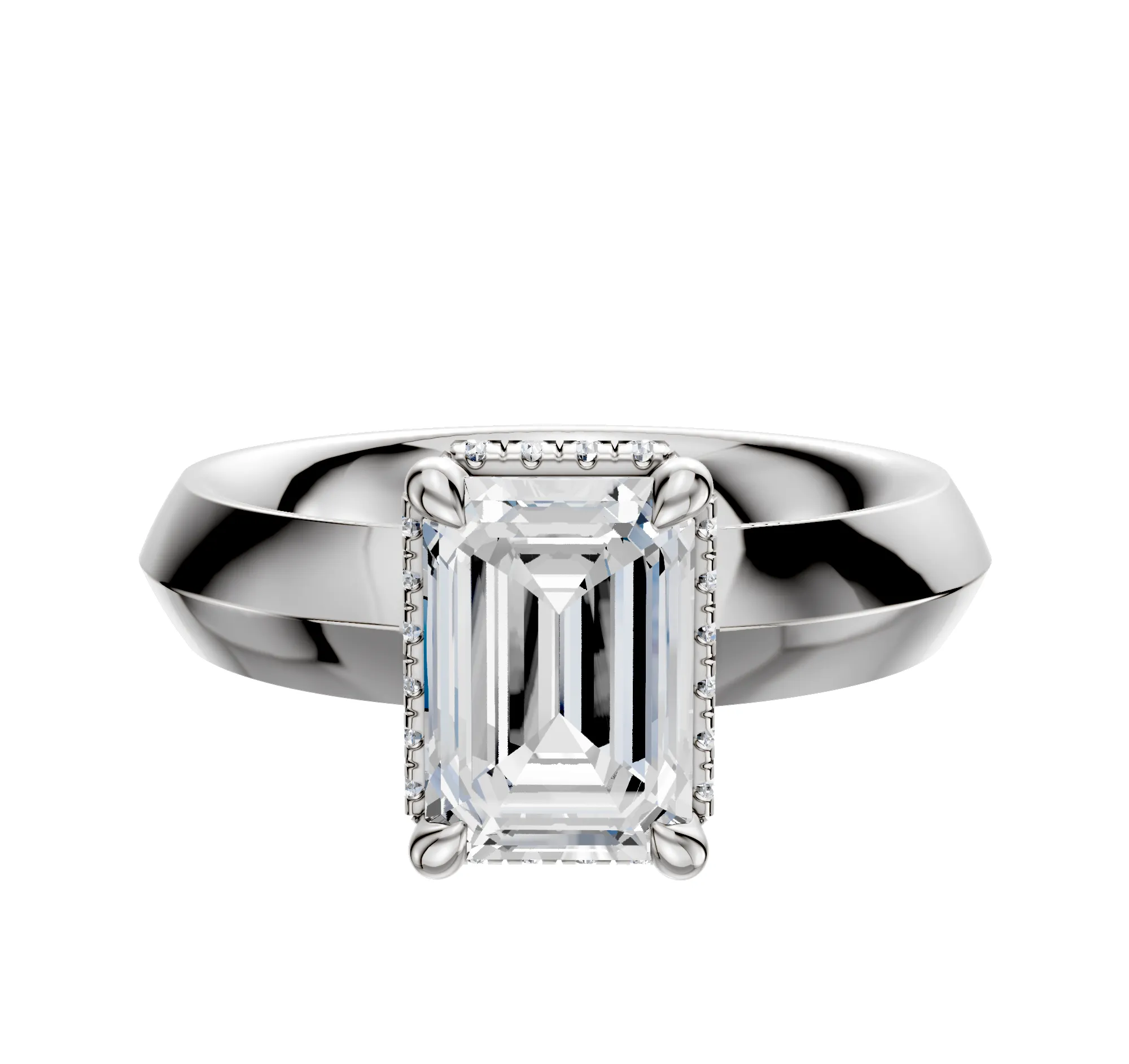 14K White Gold 4 Prong Collar Classic Knife Edge 4.0mm Engagement Ring sold by Effy