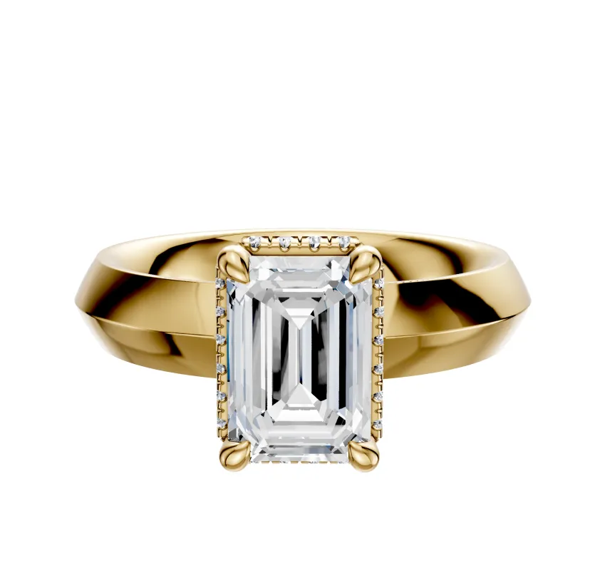 18K Yellow Gold 4 Prong Collar Classic Knife Edge 4.0mm Engagement Ring sold by Effy