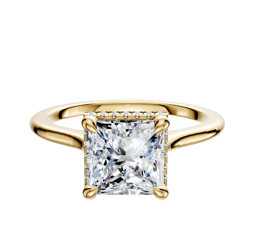 14K Yellow Gold 4 Prong Collar Cathedral Dome 1.5mm Engagement Ring made by Effy