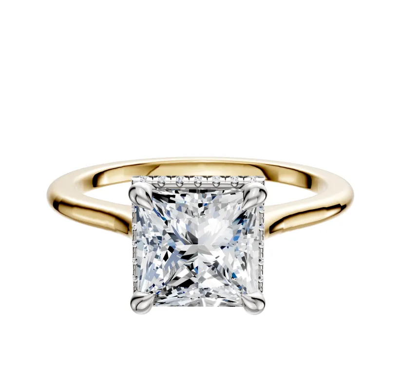 14K Two Tone 4 Prong Collar Cathedral Dome 1.5mm Engagement Ring sold by Effy