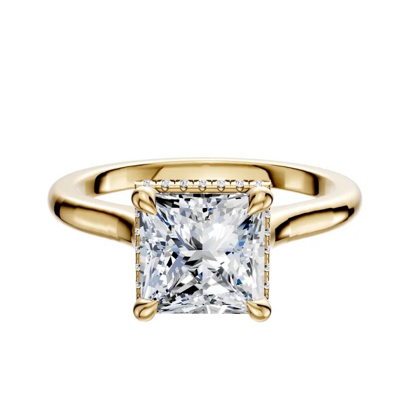 14K Yellow Gold 4 Prong Collar Cathedral Dome 2.0mm Engagement Ring made by Effy