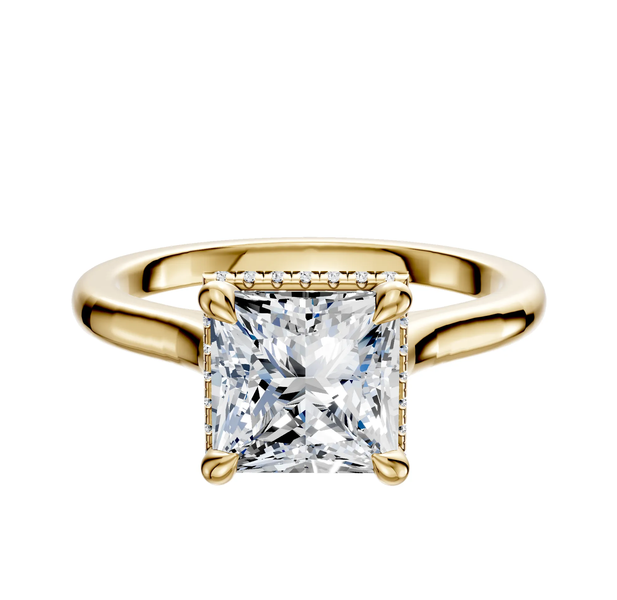 14K Yellow Gold 4 Prong Collar Cathedral Dome 2.0mm Engagement Ring sold by Effy