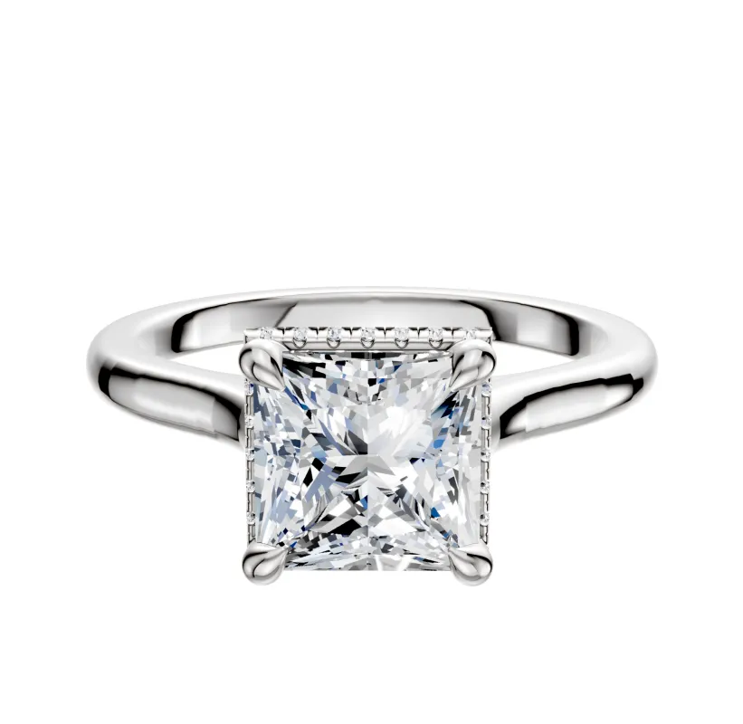 18K White Gold 4 Prong Collar Cathedral Dome 2.0mm Engagement Ring sold by Effy