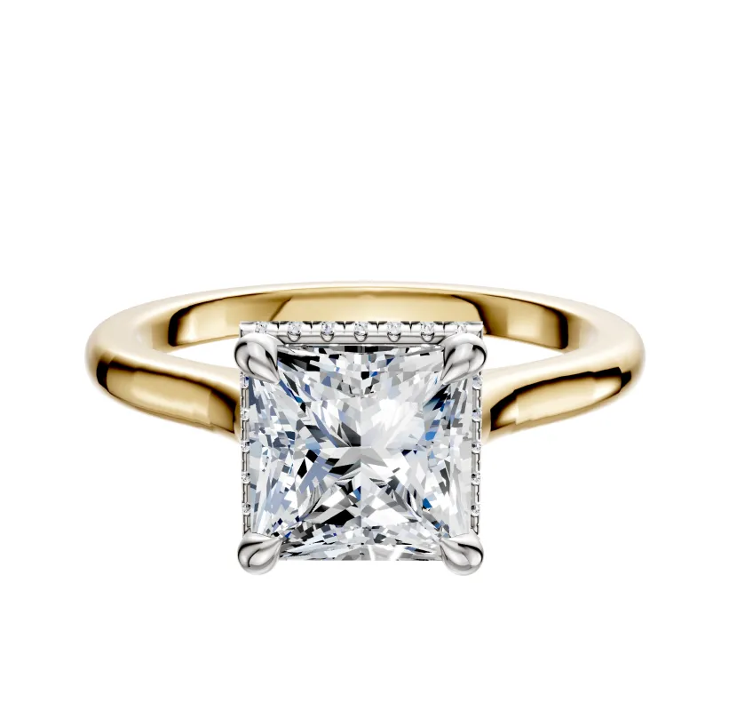 18K Two Tone 4 Prong Collar Cathedral Dome 2.0mm Engagement Ring sold by Effy