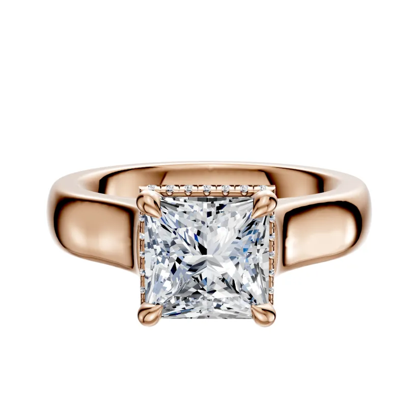 14K Rose Gold 4 Prong Collar Cathedral Dome 4.0mm Engagement Ring sold by Effy