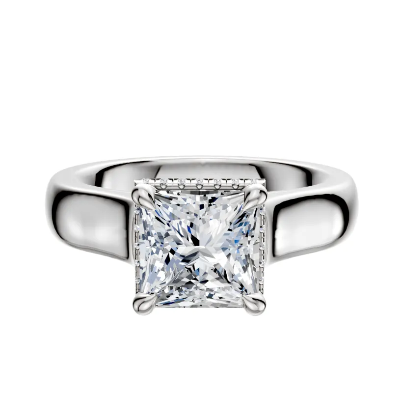 18K White Gold 4 Prong Collar Cathedral Dome 4.0mm Engagement Ring sold by Effy