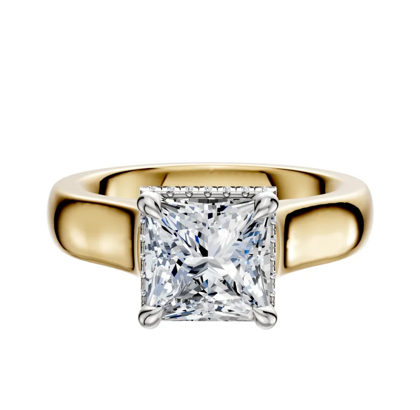 18K Two Tone 4 Prong Collar Cathedral Dome 4.0mm Engagement Ring sold by Effy