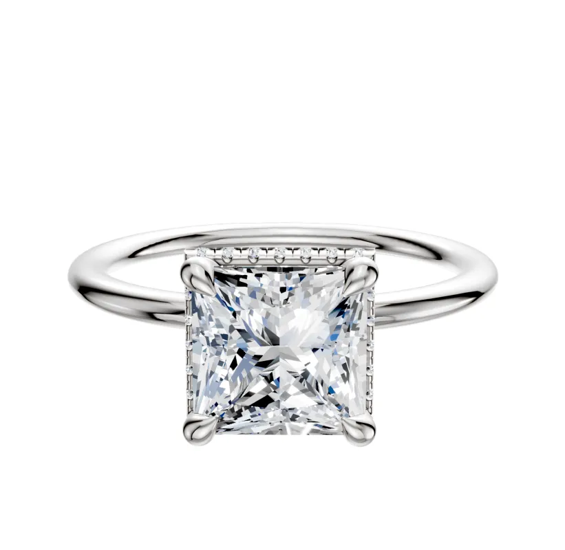18K White Gold 4 Prong Collar Classic Dome 1.5mm Engagement Ring made by Effy