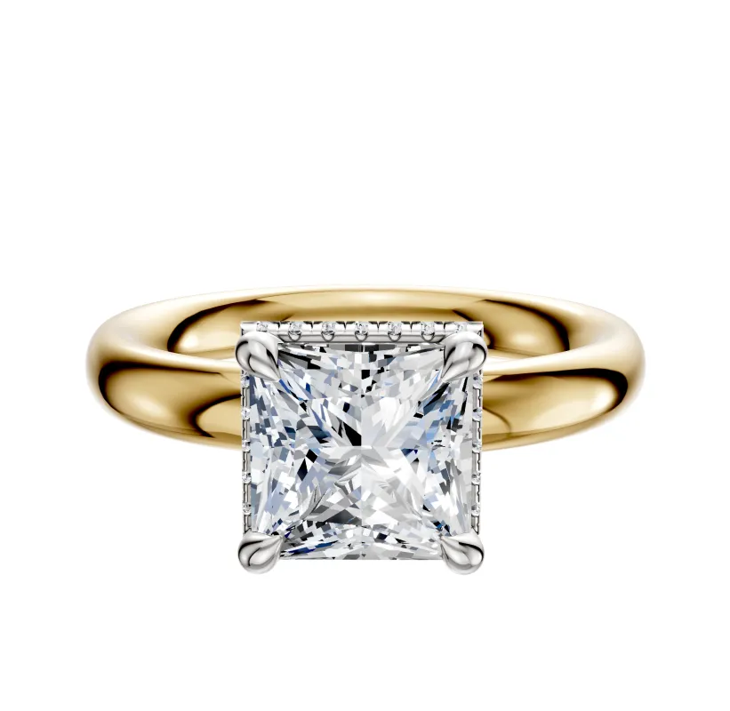 18K Two Tone 4 Prong Collar Classic Dome 3.0mm Engagement Ring made by Effy