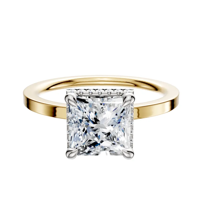 14K Two Tone 4 Prong Collar Classic Flat 1.5mm Engagement Ring made by Effy