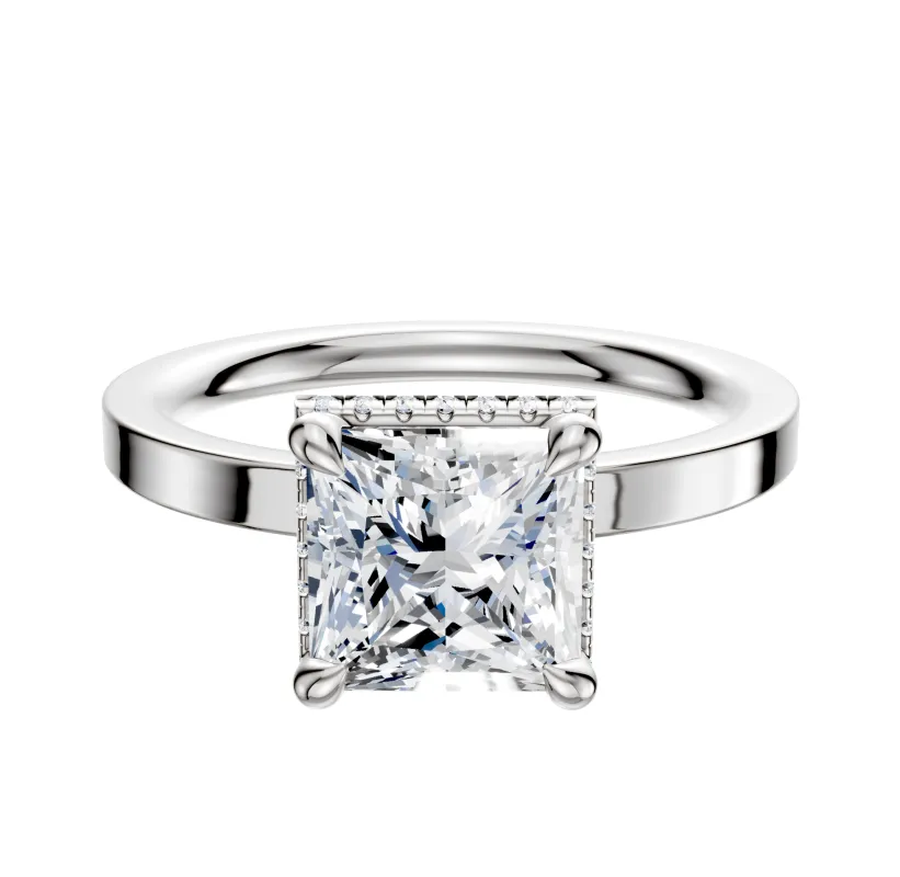 Platinum 4 Prong Collar Classic Flat 2.0mm Engagement Ring made by Effy