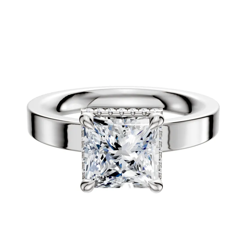 14K White Gold 4 Prong Collar Classic Flat 3.0mm Engagement Ring made by Effy