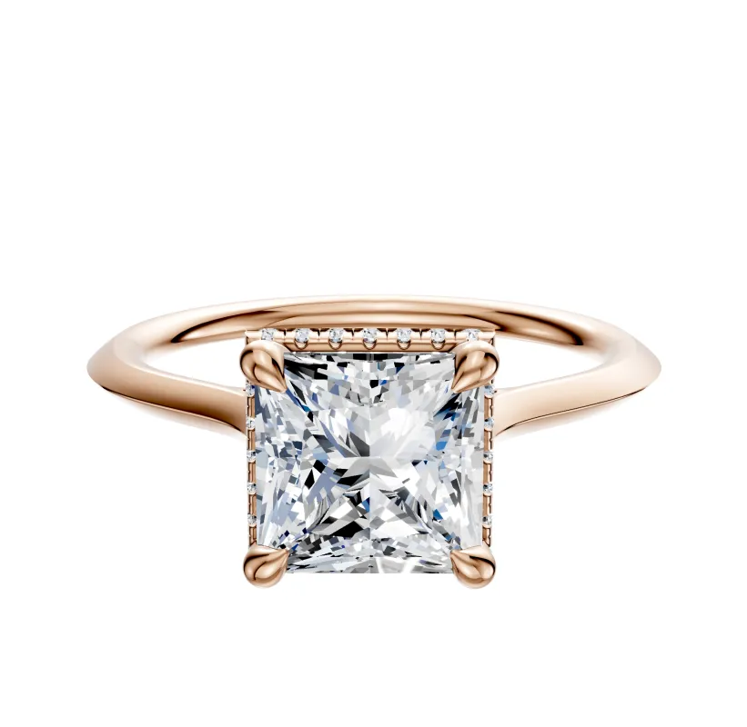 18K Rose Gold 4 Prong Collar Cathedral Knife Edge 1.5mm Engagement Ring made by Effy