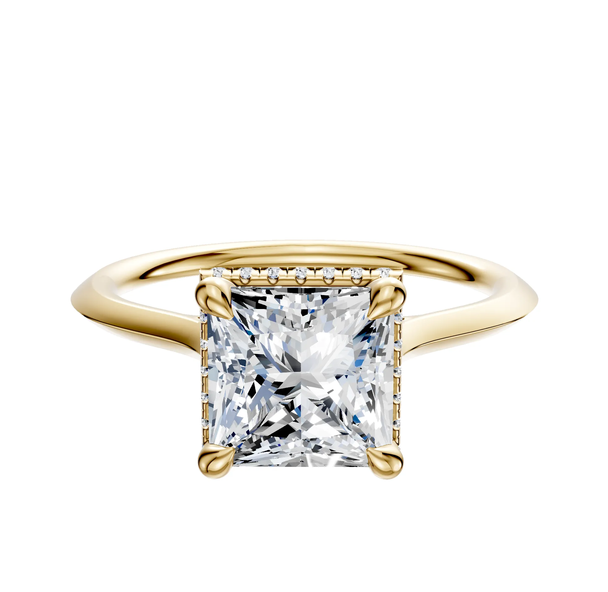 18K Yellow Gold 4 Prong Collar Cathedral Knife Edge 1.5mm Engagement Ring sold by Effy