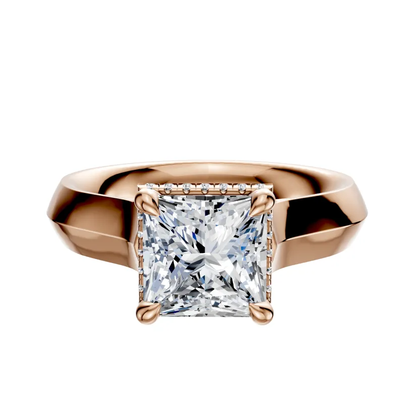 14K Rose Gold 4 Prong Collar Cathedral Knife Edge 4.0mm Engagement Ring sold by Effy