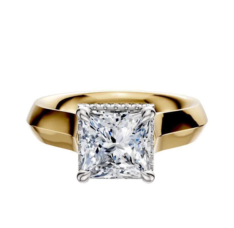 18K Two Tone 4 Prong Collar Cathedral Knife Edge 4.0mm Engagement Ring sold by Effy