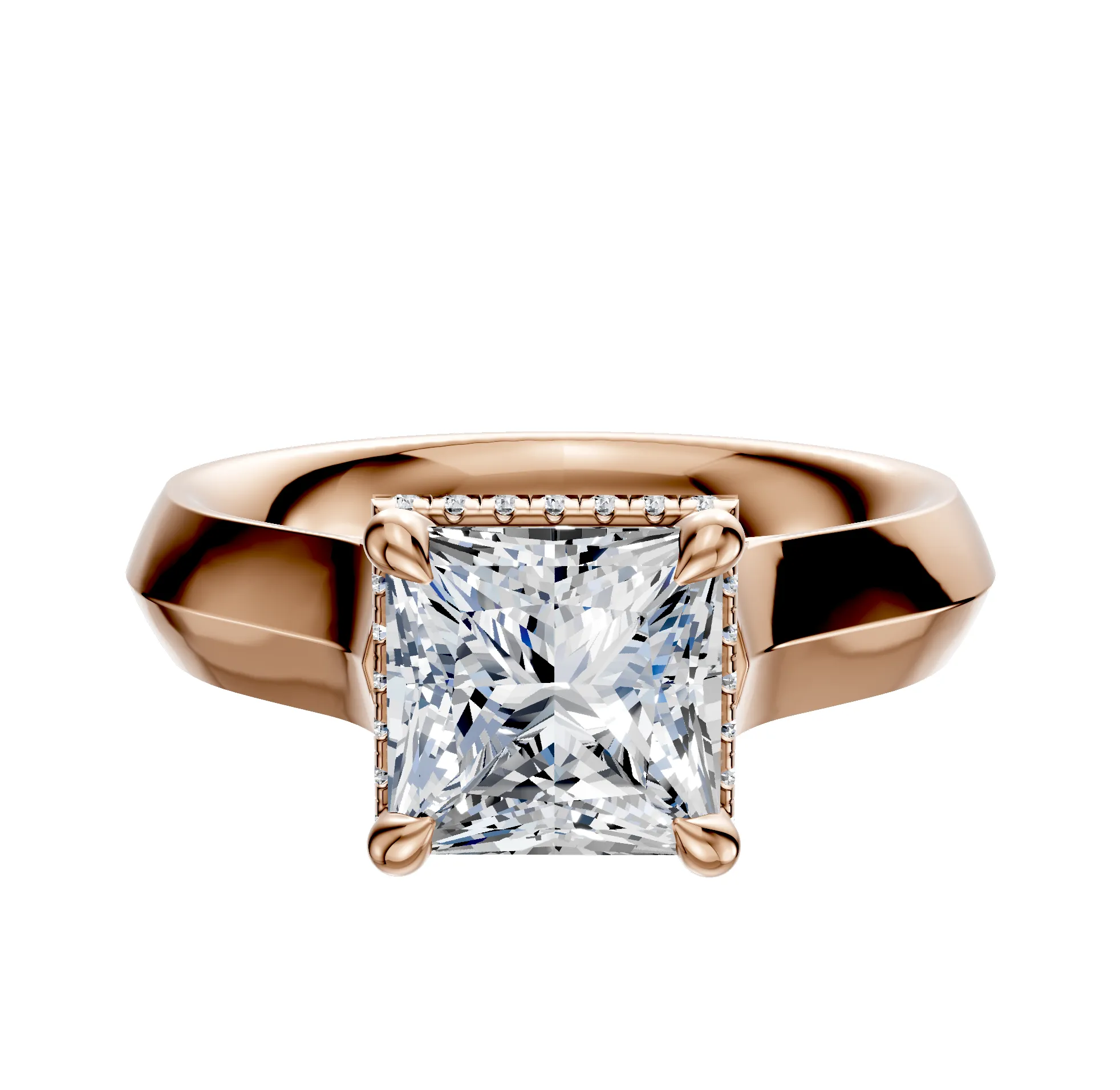 18K Rose Gold 4 Prong Collar Cathedral Knife Edge 4.0mm Engagement Ring sold by Effy