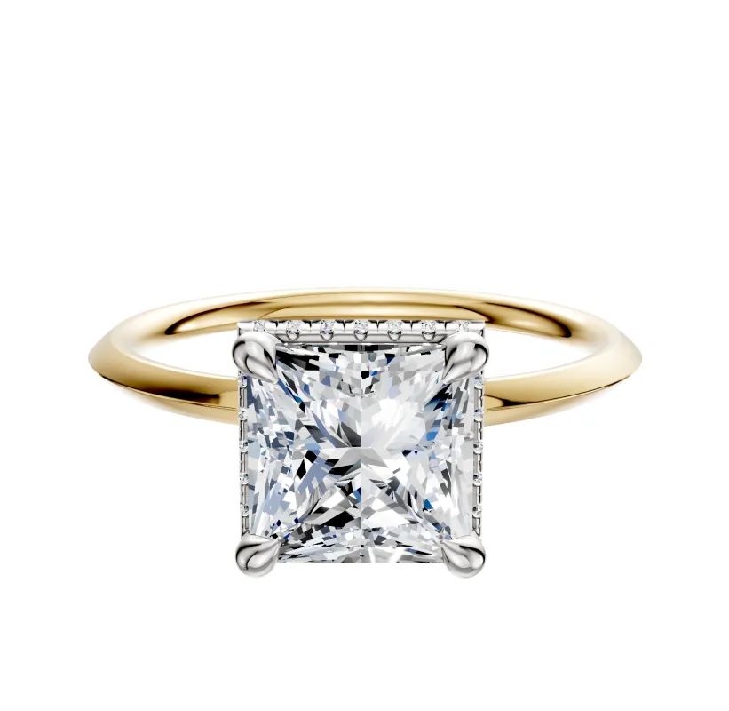 14K Two Tone 4 Prong Collar Classic Knife Edge 1.5mm Engagement Ring made by Effy