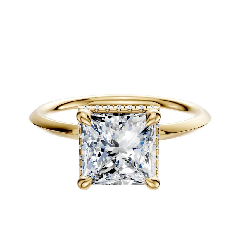 18K Yellow Gold 4 Prong Collar Classic Knife Edge 1.5mm Engagement Ring made by Effy