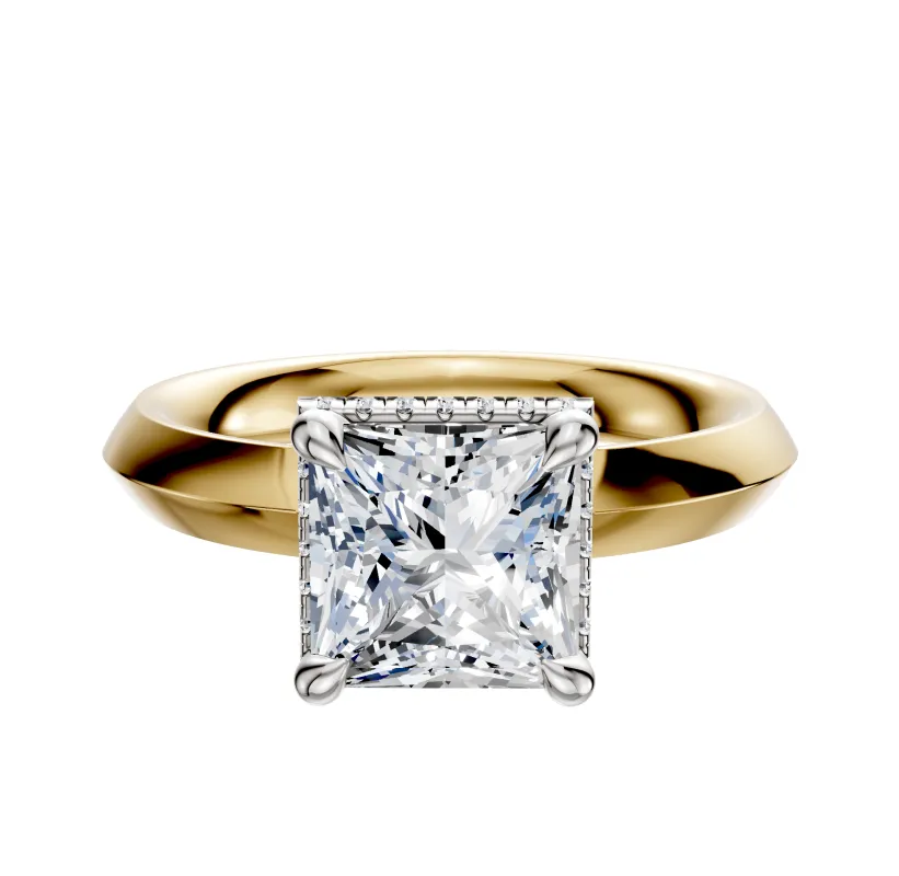 14K Two Tone 4 Prong Collar Classic Knife Edge 3.0mm Engagement Ring made by Effy