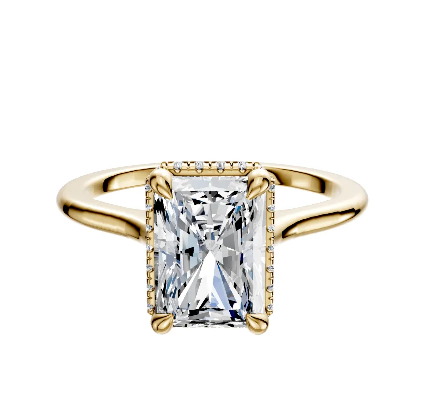14K Yellow Gold 4 Prong Collar Cathedral Dome 1.5mm Engagement Ring made by Effy