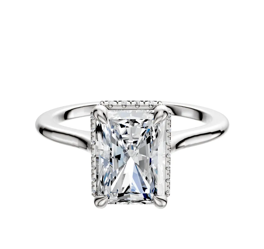 18K White Gold 4 Prong Collar Cathedral Dome 1.5mm Engagement Ring sold by Effy