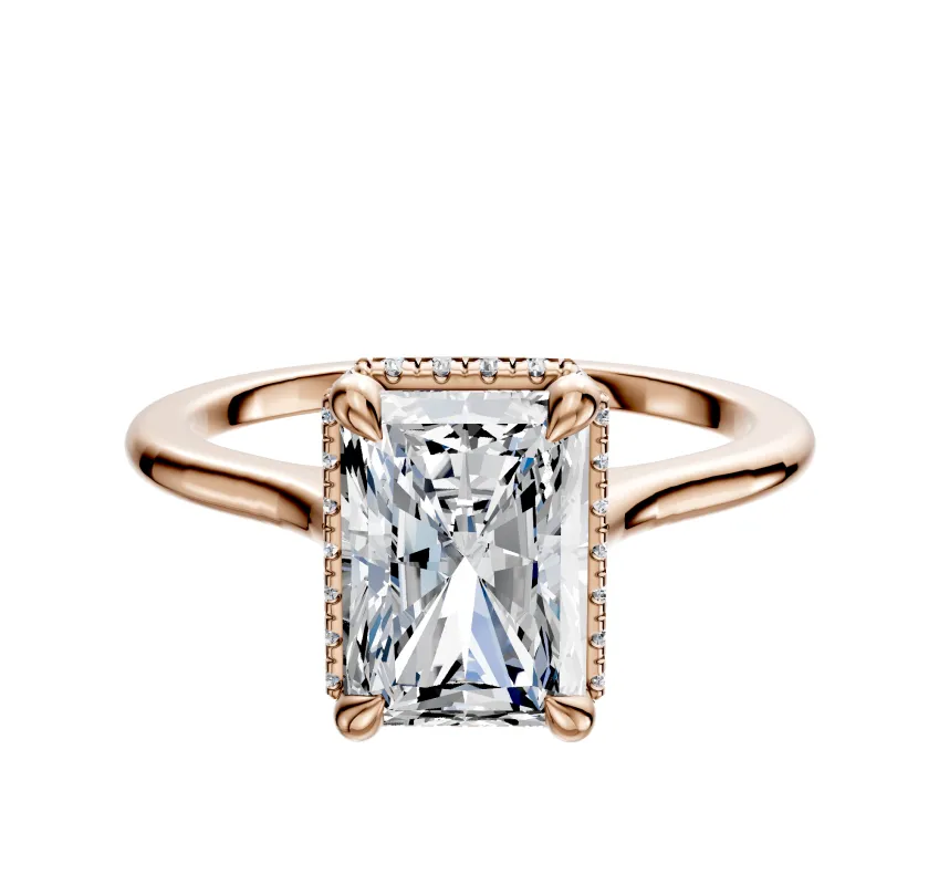 18K Rose Gold 4 Prong Collar Cathedral Dome 1.5mm Engagement Ring made by Effy