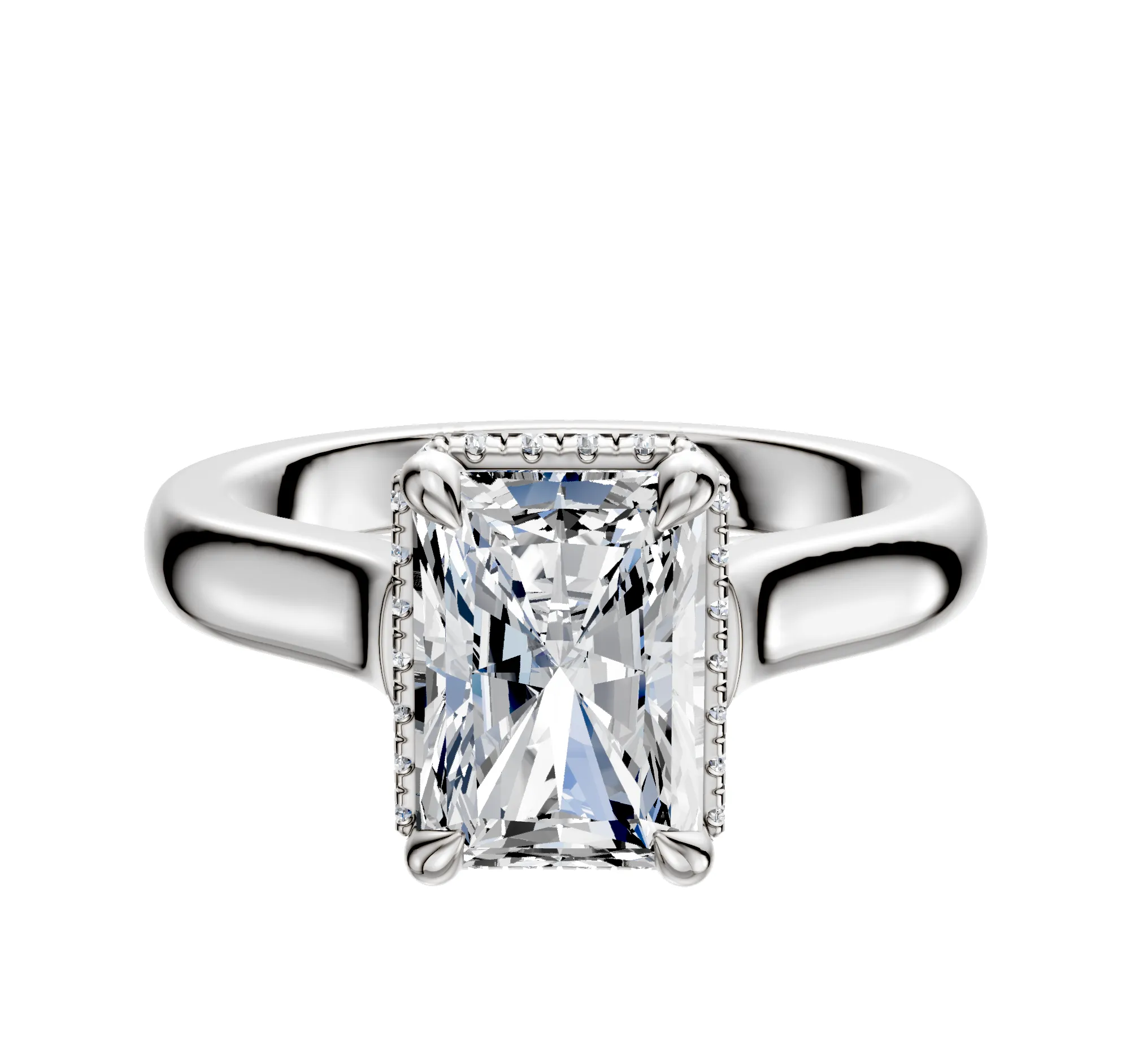 18K White Gold 4 Prong Collar Cathedral Dome 3.0mm Engagement Ring sold by Effy