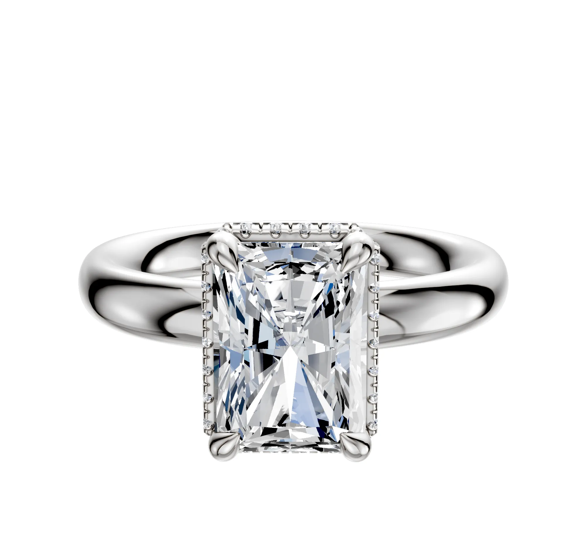 Platinum 4 Prong Collar Classic Dome 3.0mm Engagement Ring sold by Effy