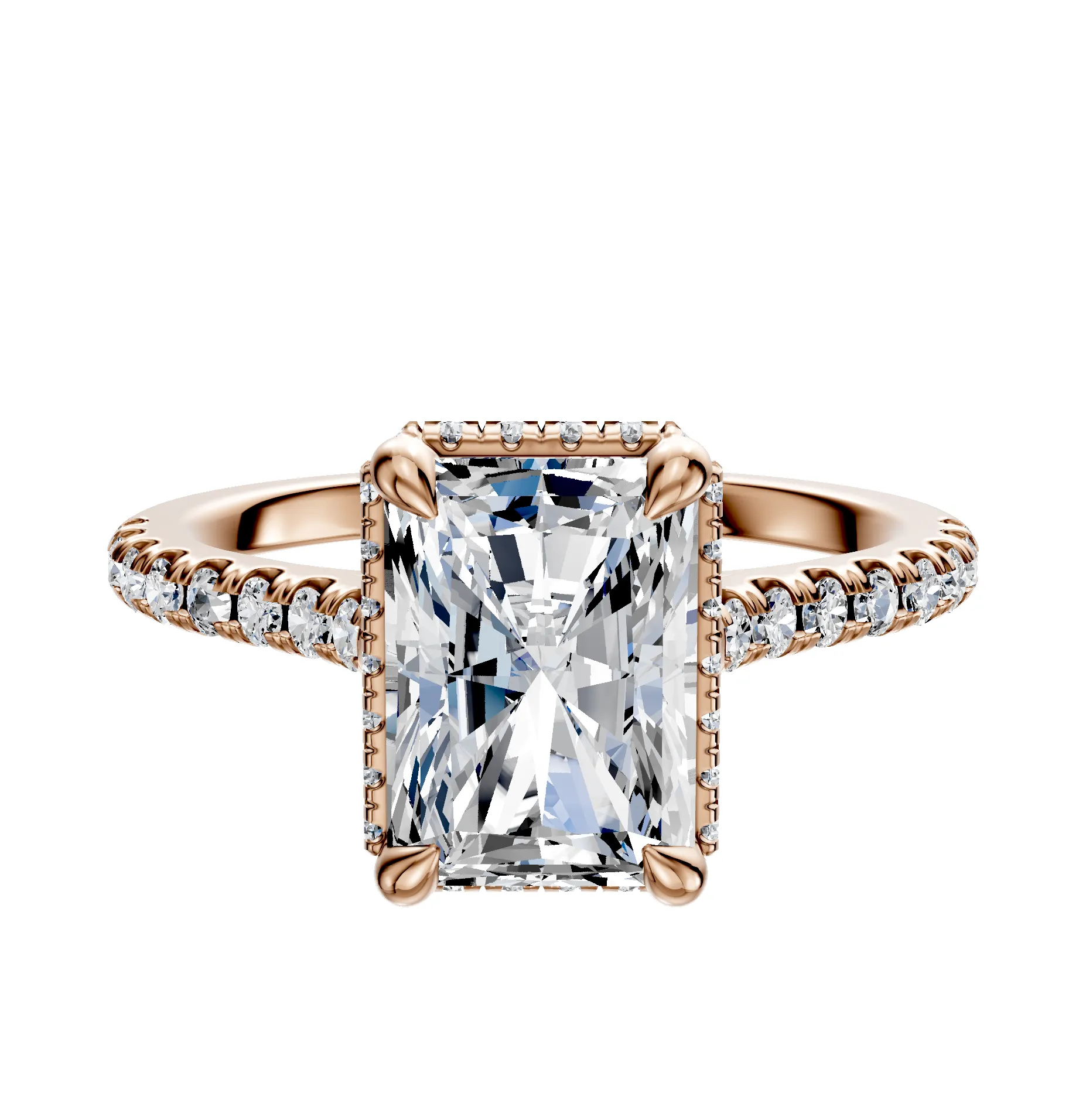 14K Rose Gold 4 Prong Collar Cathedral Dome 1-Row-Pave 2.5mm Engagement Ring sold by Effy