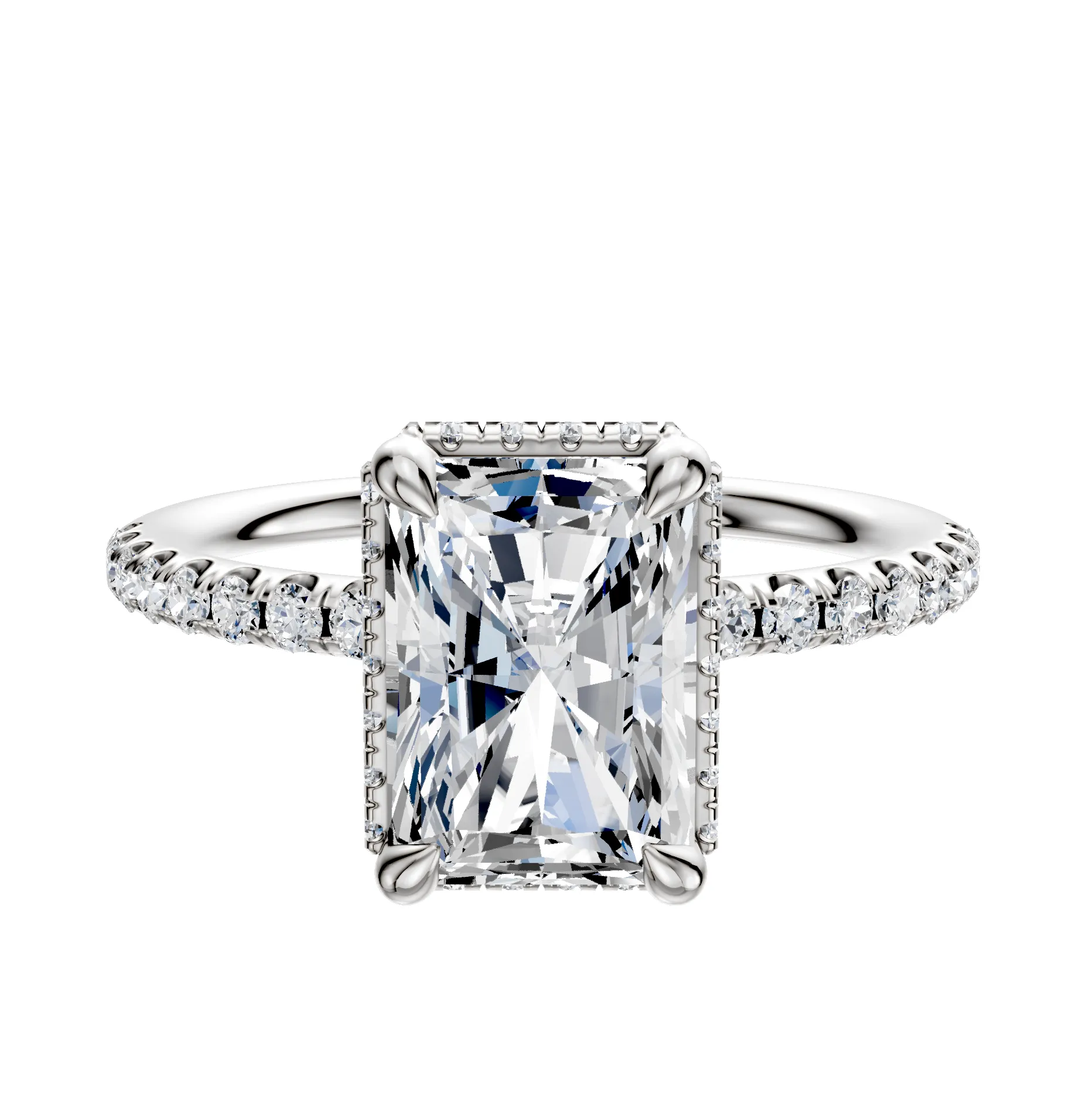 18K White Gold 4 Prong Collar Classic Dome 1-Row-Pave 2.5mm Engagement Ring sold by Effy