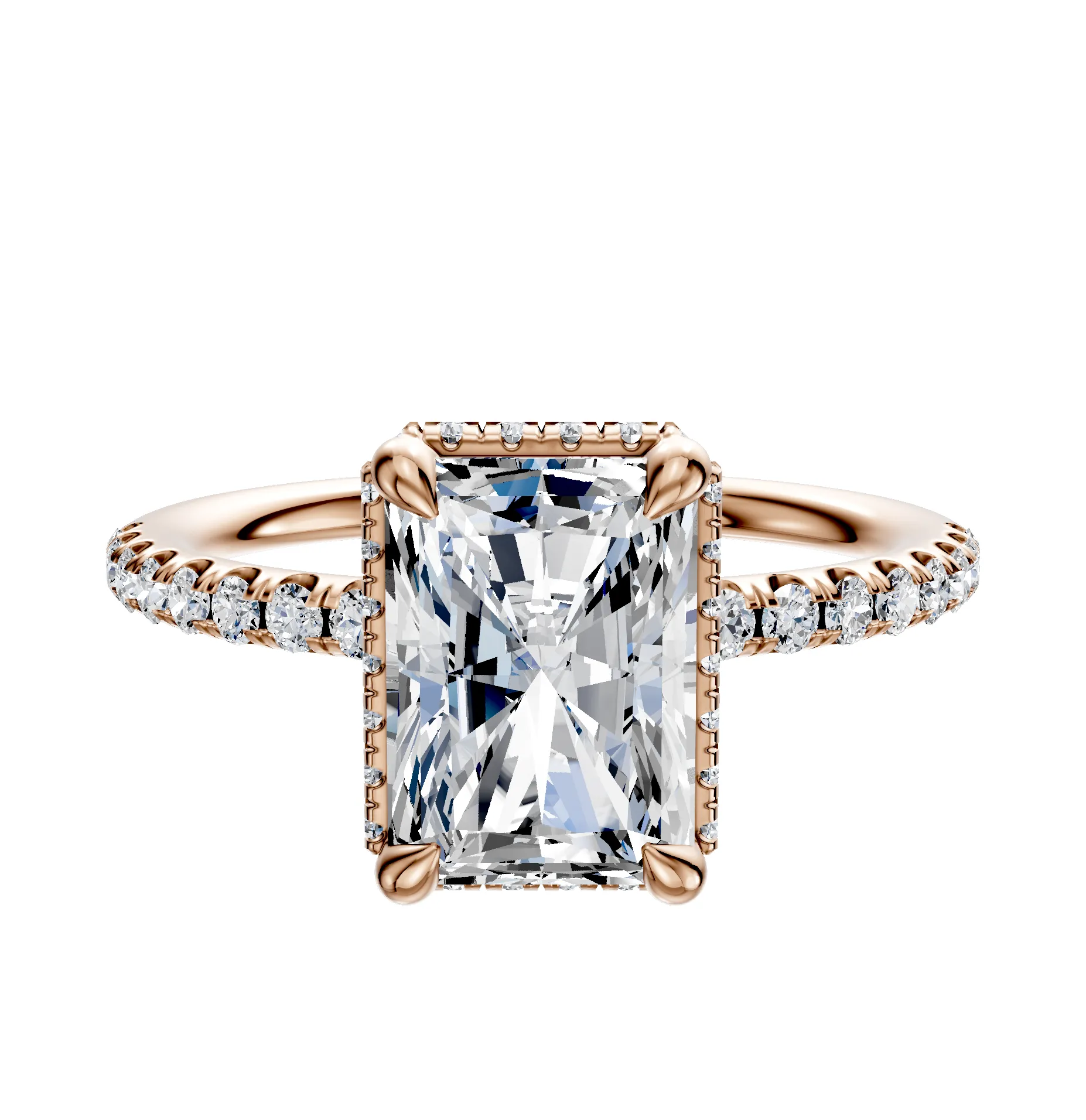 18K Rose Gold 4 Prong Collar Classic Dome 1-Row-Pave 2.5mm Engagement Ring sold by Effy