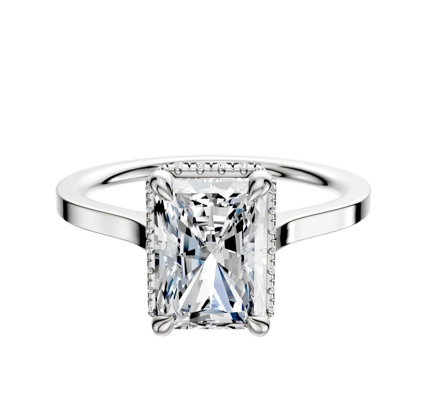 14K White Gold 4 Prong Collar Cathedral Flat 1.5mm Engagement Ring made by Effy