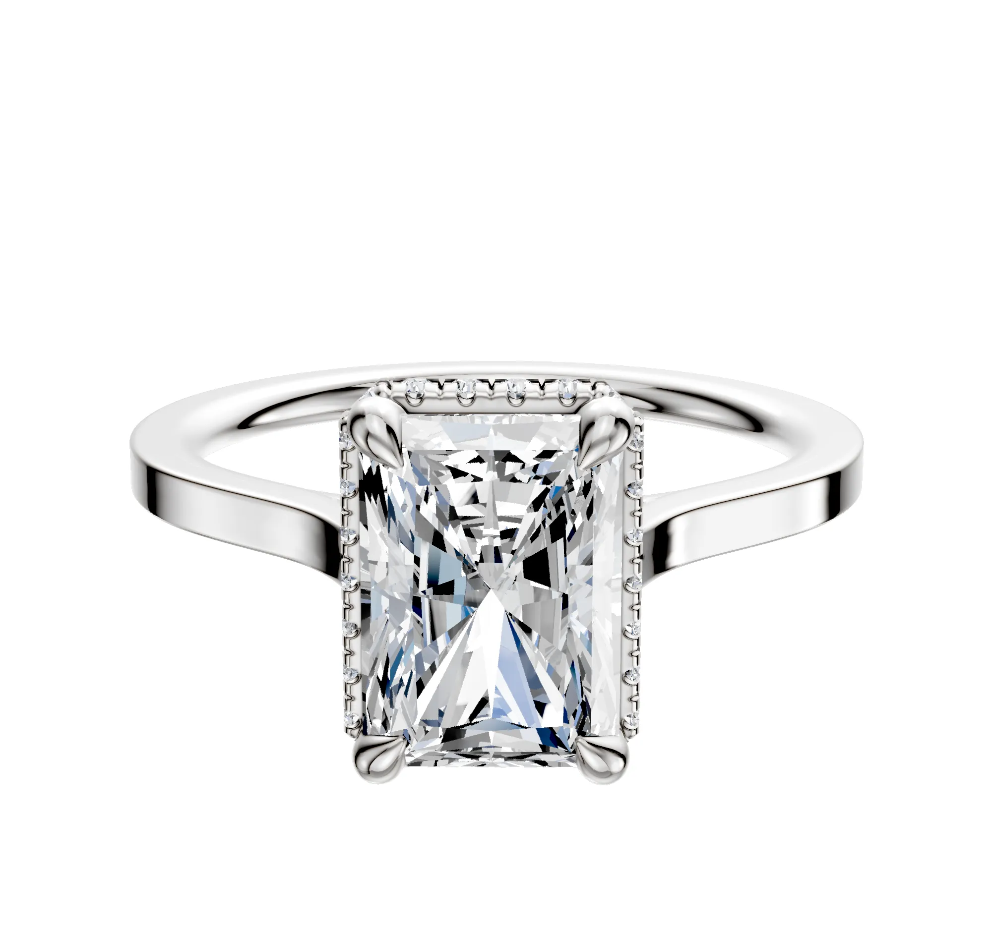 14K White Gold 4 Prong Collar Cathedral Flat 1.5mm Engagement Ring sold by Effy