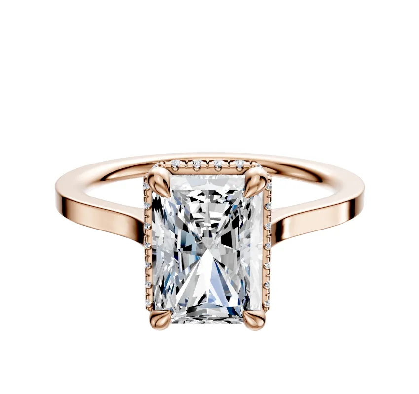 14K Rose Gold 4 Prong Collar Cathedral Flat 1.5mm Engagement Ring sold by Effy