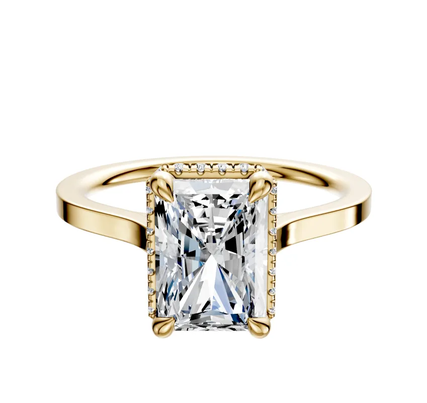 14K Yellow Gold 4 Prong Collar Cathedral Flat 1.5mm Engagement Ring made by Effy