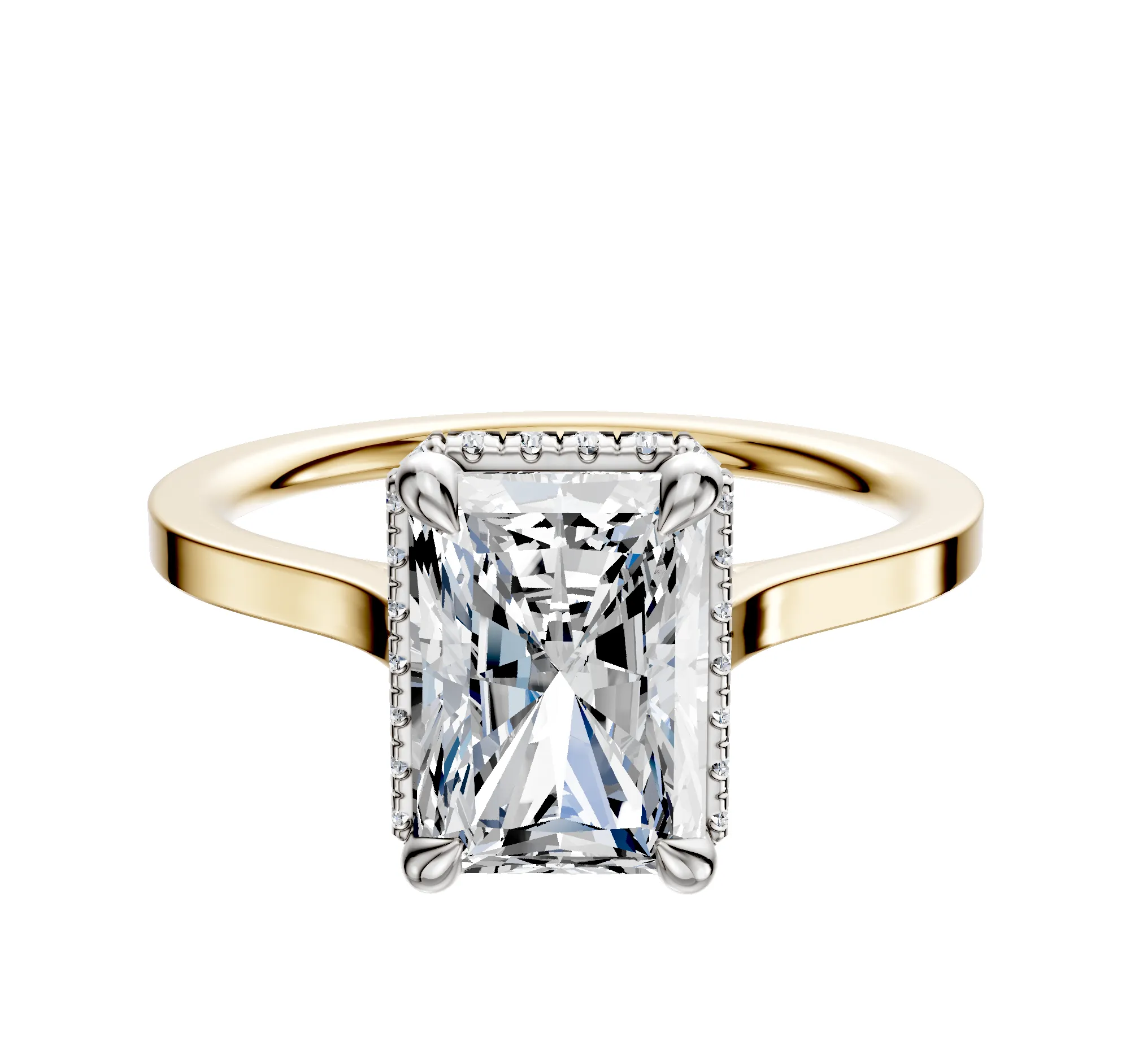 18K Two Tone 4 Prong Collar Cathedral Flat 1.5mm Engagement Ring sold by Effy