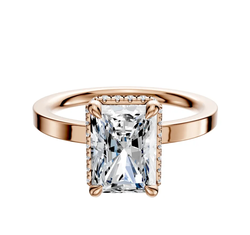 14K Rose Gold 4 Prong Collar Classic Flat 2.0mm Engagement Ring made by Effy