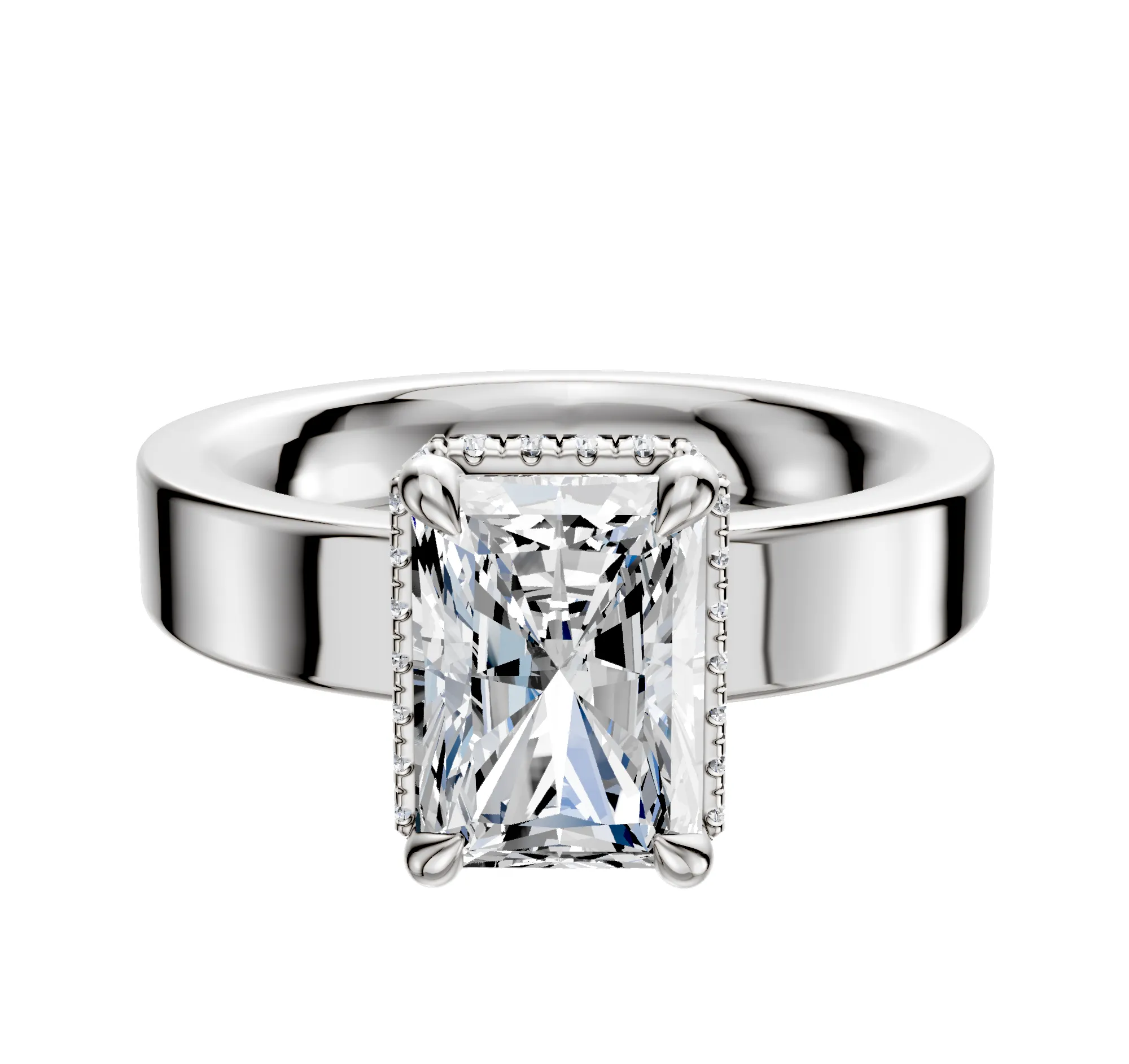 18K White Gold 4 Prong Collar Classic Flat 4.0mm Engagement Ring sold by Effy