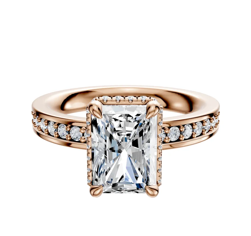 14K Rose Gold 4 Prong Collar Classic Flat 1-Row-Pave 2.5mm Engagement Ring sold by Effy