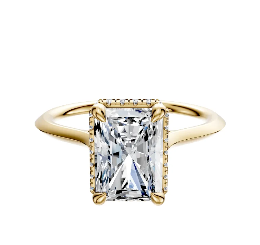 18K Yellow Gold 4 Prong Collar Cathedral Knife Edge 1.5mm Engagement Ring sold by Effy